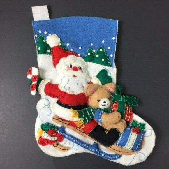 Bucilla Other - {SOLD} Bucilla Santa Bird Bear Sleigh Stocking